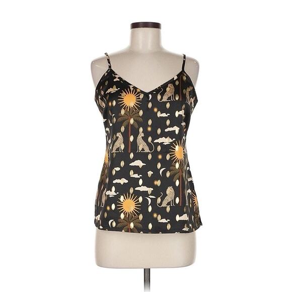 Never Fully Dressed Running Wild Satin Leonard Black Print Tank 8 - Picture 1 of 3